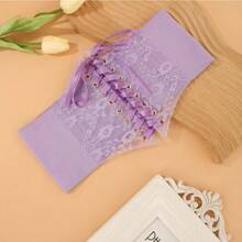 Fashion Wide Lace Waist Seal Women's Versatile Dress Top Decorative Waist Belt Silk Elastic Waist Seal - trắng - Xem 4