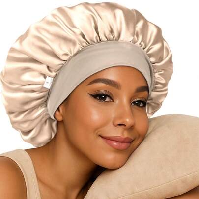 Silk Bonnet For Sleeping Women, Double Layer Hair Satin Bonnets With Elastic Band, Sleep Cap Curly Natural Hair