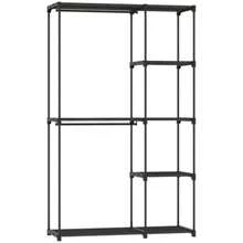 Fabric Wardrobe With Clothes Rail And Shelves, For Bedroom Or Dressing Room, 111 X 43 X 185 Cm, Black - Black - View 4