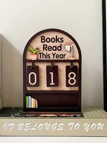 2D复古阅读追踪器，年度图书计数器装饰——每年最多可追踪999本书。配有底座，需自行组装。适用于办公书籍、现代书籍，结构坚固，可作为书架装饰、送给爱书人士的礼物、书籍展示和收纳、书架计数器展示以及阅读挑战礼物。是读者、教师、作家和所有书籍爱好者的理想之选。 - 彩色 - 查看 5