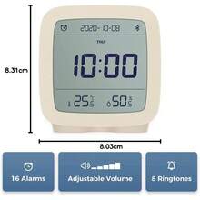 - Reloj despertador digital inteligente con mltiples alarmas, funciona con pilas, pequeo reloj despertador con visualizacin de temperatura y humedad para recmara, fcil - Azul - Ver 8