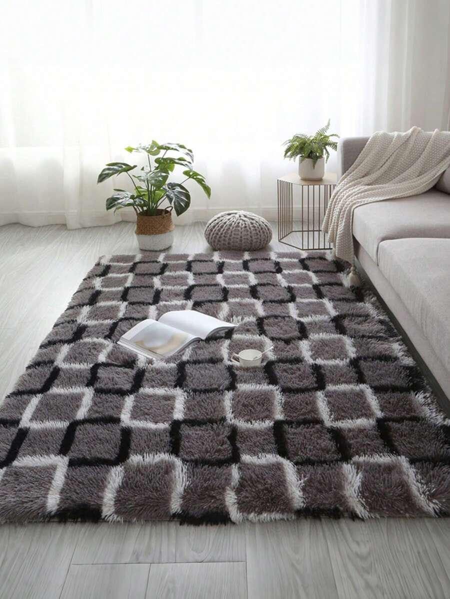 1pc Plush Area Rug, Non-Slip Carpet For Home, Living Room, Bedroom