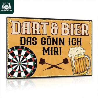 1pc German Beer Funny Quotes Decoration Vintage Metal Tin Sign, Dart & Bier Das Gonn Ich Mir, Wall Art Decor For Home Farmhouse Bar Pub Club, 19.81 X 29.97 Cm