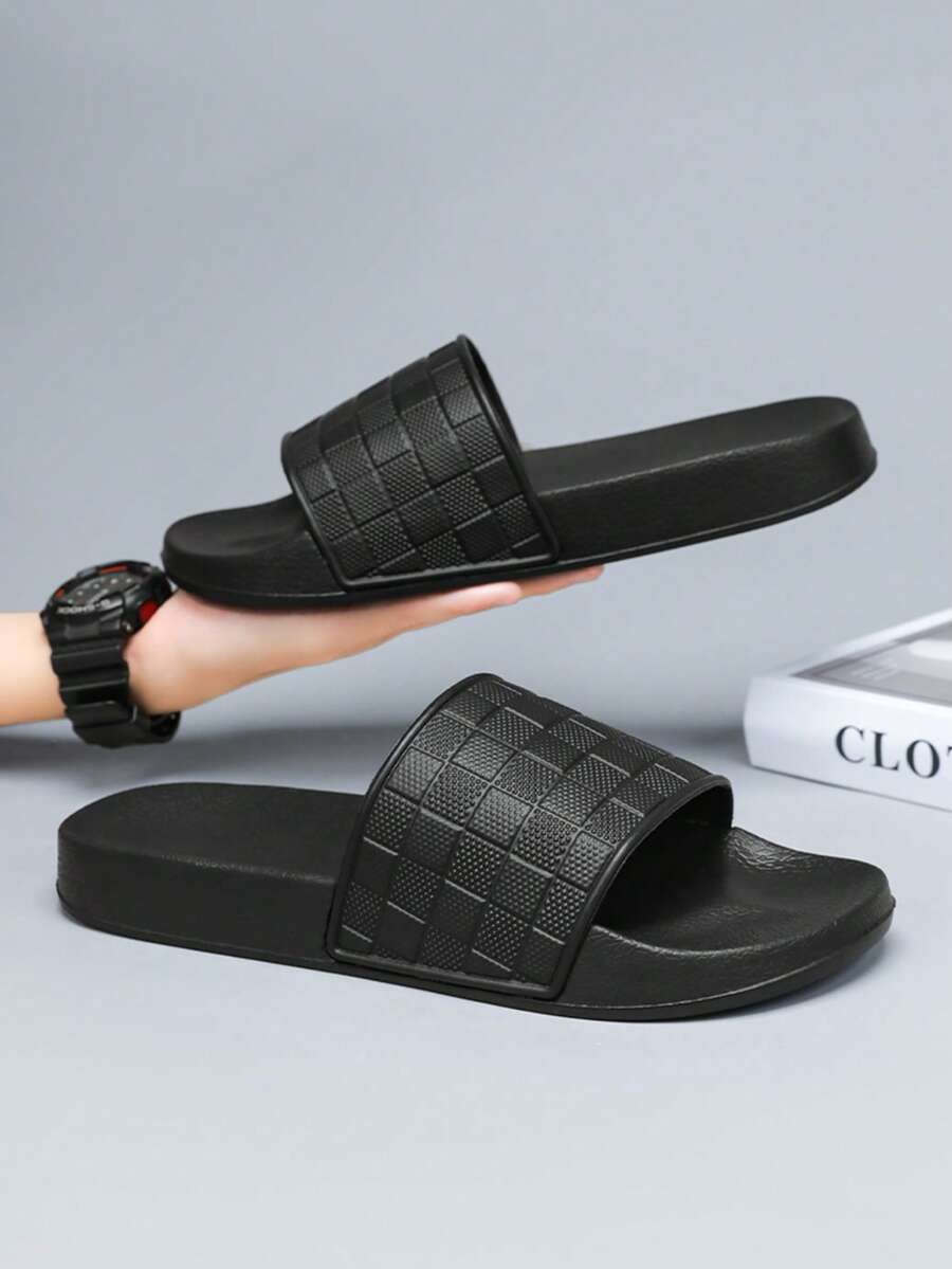 1 đôi (cỡ 39-48) dép lê nam cỡ lớn họa tiết bàn cờ đen trắng thời trang, chống trượt, nhẹ và thoải mái, dép xỏ ngón đa năng phù hợp cho mọi mùa.
