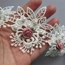 1 thước vải ren thêu họa tiết hoa ngọc trai giả, viền ren, dùng để trang trí quần áo, phụ kiện may mặc, đồ thủ công may vá. - trắng - Xem 13
