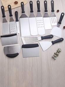 Espátula para bistec de acero inoxidable para barbacoa, tenazas para parrilla Hibachi y tortitas, pala gruesa para servir pizza - Herramientas de cocina - Multicolor - Ver 13