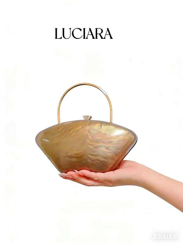 European & American New Women's Solid Color Acrylic Evening Bag, Cross-Border Fashion Ingot-Shaped Molded Clutch Purse For Wedding, Party, Formal Dress, Bride Shoulder/Crossbody Chain Small Square Bag