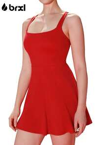 BRXL Built-In Pull Down Shorts And Bra Tennis Dress For Women UPF50+ Athletic Pickleball Workout Sports Active Exercise Golf - Đỏ - Xem 8