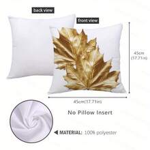 Set Of 4 Golden Leaf Printed Pillow Covers, Stylish And Minimalist One-Sided Printed Cushion Covers, Suitable For Home Decor In Living Rooms And Bedrooms, A Great Gift For Home Decoration, Pillow Inserts Not Included.