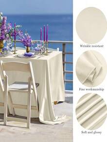 1/2件装优雅奶油色缎面桌布,光滑闪亮,145*220/145*259/145*275厘米涤纶长方形桌布,适用于婚礼装饰、新娘送礼会用品、生日派对用品、订婚仪式装饰、餐厅装饰、奢华缎面桌布,可用于用餐、宴会、节日派对装饰、家居装饰、餐桌装饰、派对活动装饰 - 乳白色 - 查看 5