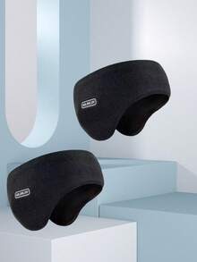 2个纯色针织耳罩，男女通用户外运动骑行防风保暖带衬里耳罩 - 彩色 - 查看 9