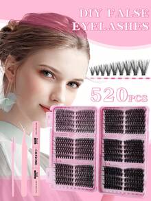 520pcs Fluffy Eyelash Clusters, Individual Lashes, Thick Cluster Eyelash Extensions, D-Curl Lifted, 8-16mm Dense Cluster Lashes, Suitable For Travel, Daily Wear (Beginner Friendly), Wedding, Date, Party, Holiday, Also Great For Christmas/Halloween/Gifts. Eyelash Set, Eyelash Clusters, Eyelash Strips, Individual Lashes, False Eyelashes. - Multicolor - View 17