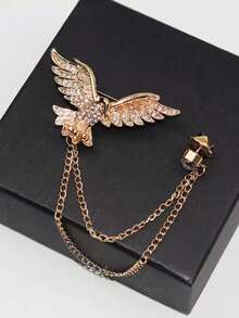 1件男女通用时尚鹰翼水钻动物个性化英伦风链条流苏胸针，适用于衬衫、西装、晚礼服 - 鷹胸針 - 查看 8