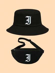 2pcs Kids Black Greek Alphabet Bucket Hat Set, Fashionable Personalized Sun Protection Hat, Compact Lightweight Versatile Packable, Practical Gift For Children, Suitable For Boys & Girls In All Seasons For Picnic, Daily Outdoor, Hiking, Fishing, Travel, School - Black - View 21