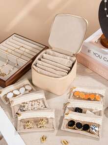 Large Capacity Portable Jewelry Box - Can Store Necklaces, Bracelets, Pendants, Earrings, Gold Jewelry And Other Accessories. Premium Jewelry Case. Waterproof And Dustproof. Separate Compartment Design Prevents Oxidation. Jewelry Box, Large Capacity Jewelry Box, Room Storage Box, Jewelry Storage Container.,Travel Essential - Multicolor - View 8