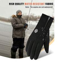 Gants d'hiver imperméables pour hommes et femmes, chauds pour la course, le cyclisme, le ski, convenant aux temps froids, fabriqués dans un matériau chaud et coupe-vent avec des doigts compatibles écran tactile pour la conduite et le surf des neiges - Noir - Voir 2