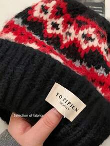 1pc Korean Retro Fair Isle Knit Hat, Warm & Versatile Loose Fit Winter Beanie For Women, Suitable For Daily, Outdoor, Walking The Dog, Comfortable Wear, Great Gift For Valentine's Day, Back To School, Anniversary For Friends And Family