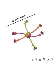 1个耐用防咬互动绳结狗玩具，适合拔河、捡球游戏，有助于减少磨牙，维护口腔健康，是宠物必备用品，可用作狗绳玩具，适合所有犬种，是户外玩耍和幼犬训练的理想选择。 - 彩色 - 查看 5