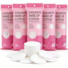 Organic Cotton Round Makeup Remover Pads, Hypoallergenic, Lint-Free, Facial Exfoliating Cleansing Pads