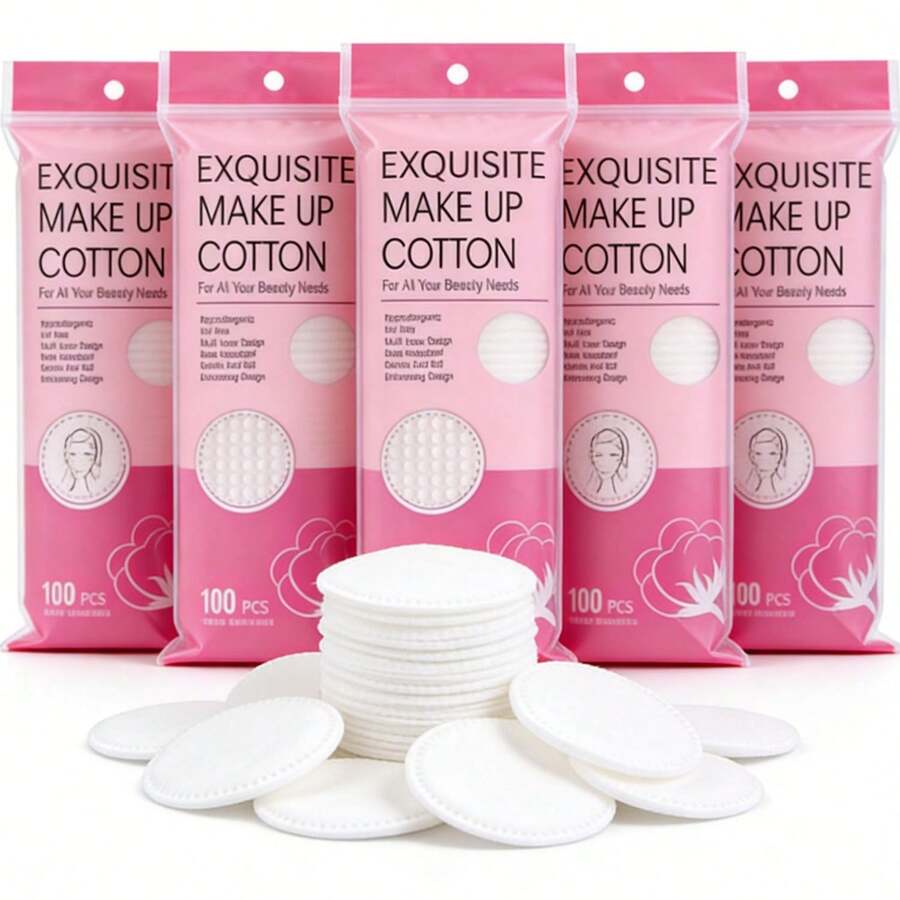 Organic Cotton Round Makeup Remover Pads, Hypoallergenic, Lint-Free, Facial Exfoliating Cleansing Pads