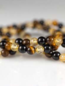 6mm TIGERS Eye, Black TOURMALINE, CITRINE Crystal Protection Bracelet, Power, Harmony And Balance Beaded Healing Jewelry Absorb Negative Energy - Multicolor - View 4
