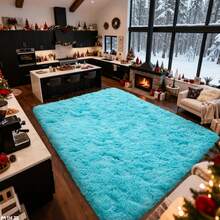 WISH TREE 8x10 Area Rugs For Living Room, Fluffy Shaggy Rug Soft Carpets, Big Rugs For Bedroom Dorm Home Decor Aesthetic Teal Blue - 水鴨藍 - 查看 4