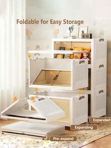 5layers  Extra-Large Multi-Layer Storage Cabinet With Wheels & Doors - Waterproof, Foldable Organizer For Bedroom Clutter, Documents, Toys, Snacks | Versatile Plastic Storage Solution Bedroom Organizers And Storage Plastic Storage Drawers - White - View 11