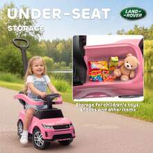 AIYAPLAY Land Rover Discovery Licensed Ride On Car, 2-In-1 Baby Push Car With Removable Push Handle, Foot To Floor Slider With Storage, Protective Guardrail, For Toddlers 18-36 Months, Pink - 粉色 - 查看 6