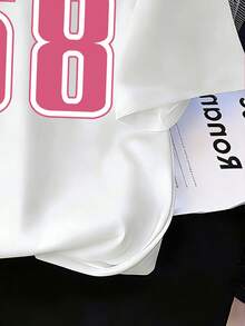 Tween Girls' Casual Numeric Print Short Sleeve T-Shirt, Summer - White - View 5