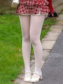 女士白色紧身打底裤 - 高弹力修身裤，透明腰部连裤袜，适合温暖天气和日常穿着 - 白色 - 查看 7