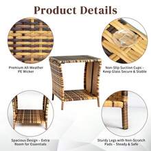 Glass Surface Yellow Gradient Iron Frame Rattan Side Table/Looking For A Fashionable Side Table For Daily Use? Here I'd Like To Recommend This Glass Surface Yellow Gradient Iron Frame Rattan Side Table To You. It Is Made Of High Quality Material, Durable And For You Daily Use. - 駝色 - 查看 8