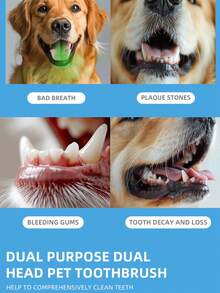 1pc New Pet Dual-Use Dual Head Soft Bristled Silicone Brush Head Toothbrush, Clean The Mouth, Fresh Air Reduces Tartar, Teeth Cleaning And Brushing Tool - Multicolor - View 4