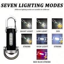 7-Mode LED Keychain Flashlight, Type-C USB Rechargeable Floodlight, Compact Handheld Lamp With Hook Design, Portable & Easy To Place, Mini Keychain Flashlight For Camping, Emergency & Daily Use - Flashlight - View 4