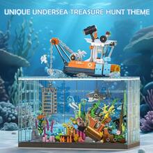 Fish Tank Building Blocks Set - 830PCS Ocean Treasure Hunt Building Set With Adventure Boat Shark Jellyfish And Coral Reef STEM Toys Birthday Christmas Building Blocks Gift IdeaMaterial Safety And Rich Functionality - Orange - View 6