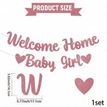 1 Bộ Banner Giấy Chào Mừng Về Nhà - Màu Hồng, Trang Trí Tiệc Sinh Nhật Bé Gái, Tiệc Tiết Lộ Giới Tính, Trang Trí Trong Nhà & Ngoài Trời, Màu Vàng Hồng Lấp Lánh - Nhiều màu - Xem 9