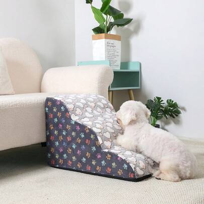 1 chiếc cầu thang cong đẹp mắt dành cho thú cưng, thang cho chó nhỏ và chó già, cầu thang dốc lên giường, cầu thang tròn cho thú cưng.