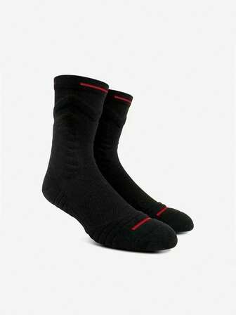 3 Pairs Mixed Color Basketball Socks, Men's Terry Cushion Socks, Compression Soccer Running Outdoor Socks