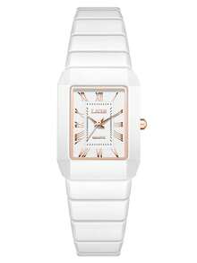 LIGE 女士手表，防水石英表，防滑表冠，陶瓷表带 - 白色 - 查看 16