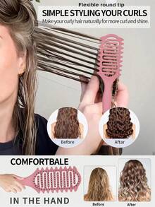 0150623540004 Multi-Functional Curling & Straightening Hair Brush - Essential Professional Hairstyling Tool For Spring, With Anti-Static Smooth Comb Teeth Suitable For All Hair Types. Gently Cares For Scalp, Prevents Hair Breakage, Ideal For Quick Morning Styling, DIY Hairstyles At Home, Touch-Ups During Travel, And Party Looks. - Multicolor - View 8