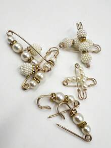 8pcs Set Faux Pearl Brooch, Waist Cincher, Elegant Women Accessories, Anti-Flashing Brooch Decor, Waist Shaper - White - View 5