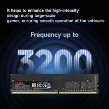 Lenovo 联想 Talix 高速 8GB/16GB DDR4 3200MHz 台式机内存条，高性能升级，经久耐用，可靠性高，1.2V 工作电压，运行流畅 - 黑色 - 查看 2