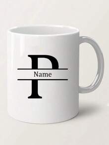 1pc, 11oz Personalized Letter Name Custom Coffee Mug - Designed Customized Cup, Ceramic Mug, Unique Novelty Mug, White Tea Cup, Personalized Letter Name Custom Coffee Mug - Designed Customized Cup, Summer & Winter Drinkware, Birthday Gift, Family Gathering Gift, Holiday Gift, Mildew Resistant, Reusable, Elegant, Cute, Modern