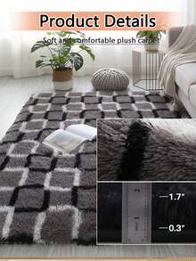 1pc Plush Area Rug, Non-Slip Carpet For Home, Living Room, Bedroom - Multicolor - View 6