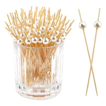 200/100/50/10 Pcs Fruit Skewers, Bamboo Picks, Flower Picks, Fruit Kebab Skewers, Creative Art Toothpicks, Cocktail Decorative Bamboo Sticks, Cake And Burger Art Forks - For Beverage Decoration, Desserts (Birthday, Wedding Party Supplies, Christmas Gifts)