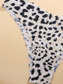 8pcs/Pack - Women's Seamless Leopard Print & Solid Color Wavy Trim Comfortable Smooth Fabric Triangle Panties - Multicolor - View 5