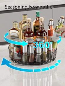 360 Degree Rotating Spice Rack & Makeup Organizer, Multi-Functional Storage Tray, Durable Plastic Kitchen Utensil Holder, Essential Home Storage Tool, Ideal For Dorm And Apartment, Unscented - Multicolor - View 2