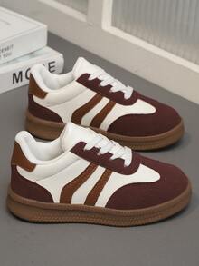 1 đôi giày thể thao trẻ em màu đỏ tía, giày sneaker thường ngày. - Màu Đỏ Sâu - Xem 3