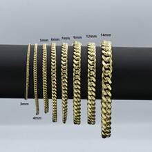 高品质不锈钢链手链，简约金属饰品，嘻哈手链，摇滚金属手链，时尚配饰，男士礼物 - 金色 - 查看 2