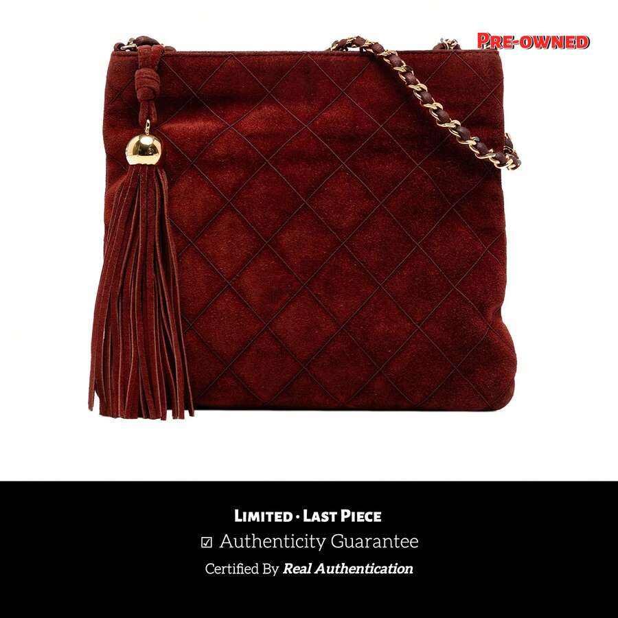 CHANEL Authenticated  PRE-OWNED CC Quilted Suede Tassel Crossbody Bag - Đỏ - Xem 1