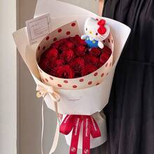 Sanrio Bouquet Floral Arrangement, Hello Kitty Cute Cartoon Plush Bouquet, Hello Kitty Artificial Rose Doll, Home Wedding Decor, Valentine's Day Gift, Kuromi Bouquet Valentine's Day, Graduation Birthday Gift, Cinnamoroll Cute Birthday Gift For Friends - Multicolor - View 7